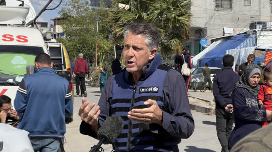 James Elder, UNICEF spokesman, photographed in Rafah, Gaza, on Friday March 22. 