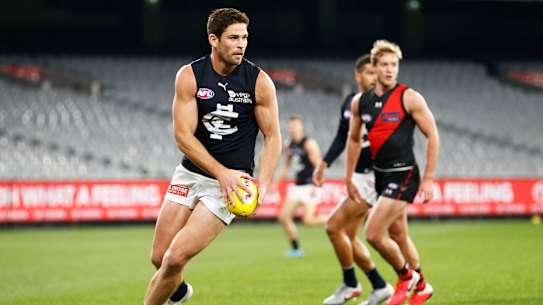 Levi Casboult on the attack against Essendon.