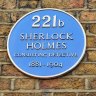 One of London’s famous  blue plaques on the building where the fictional Sherlock Holmes lived in Sir Arthur Conan Doyle’s books.