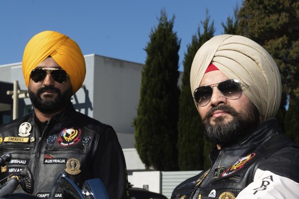 Karan Shergill and Mavleen Dhir are members of the Australian chapter of Singhs Motorcycle Club. 