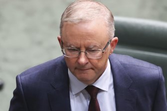Opposition Leader Anthony Albanese at Parliament House yesterday. 
