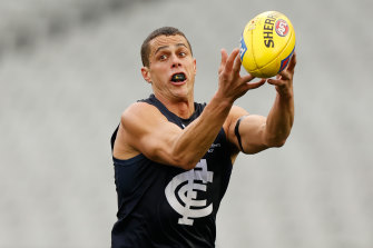 Ed Curnow in action against the Pies.