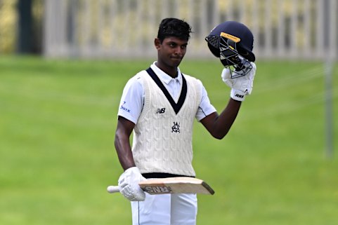 Ashley Chandresinghe made a century on first-class debut for Victoria.
