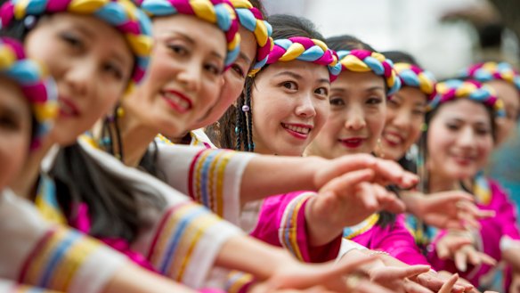 The Australian Chinese Culture exchange association dancers perform at the Multicultural festival.