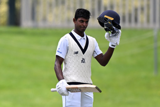 Ashley Chandresinghe made a century on first-class debut for Victoria.