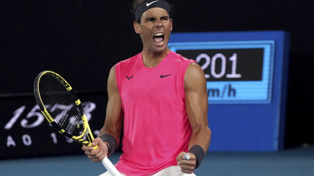 Spain's Rafael Nadal moves into the quarter finals after a see-sawing four-set match against Nick Kyrgios.