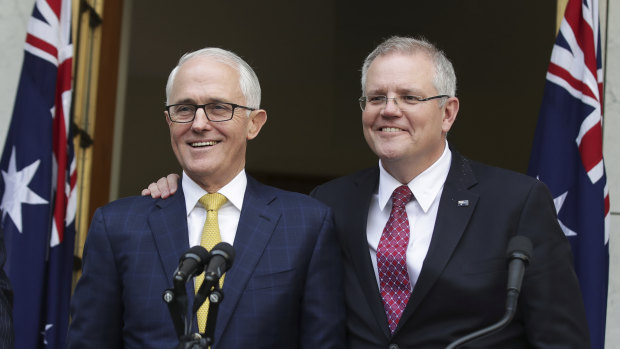 Malcolm Turnbull with Scott Morrison two days before the August leadership change.