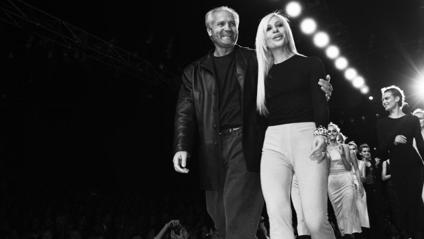 Gianni and Donatella Versace on a New York runway in 1996, the year before Gianni was shot.