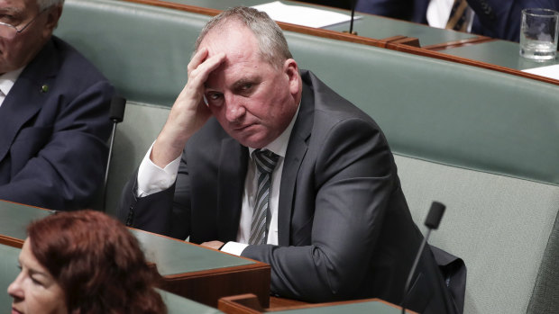 Nationals MP Barnaby Joyce during a bushfires condolence motion in Parliament last Tuesday.