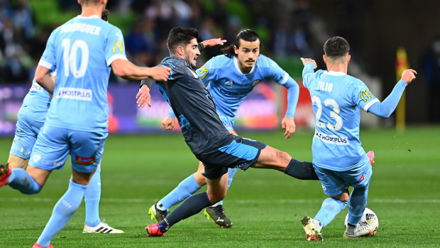 Melbourne City players swarming their opponents was the story of the evening.