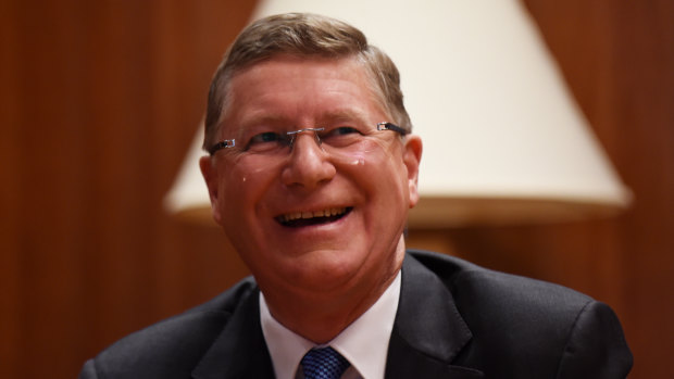 Denis Napthine has his portrait taken in Parliament House a week before the 2014 election, which Labor won. 
