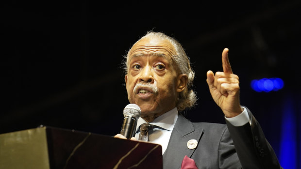 Reverend Al Sharpton eulogies Daunte Wright during funeral services at Shiloh Temple International Ministries in Minneapolis. 