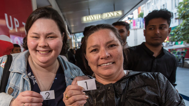 Tracey and daughter Laura were first in line at David Jones, arriving at 2.45am. 