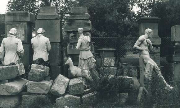 Statues in the Centennial Park storage area after being removed from public display.