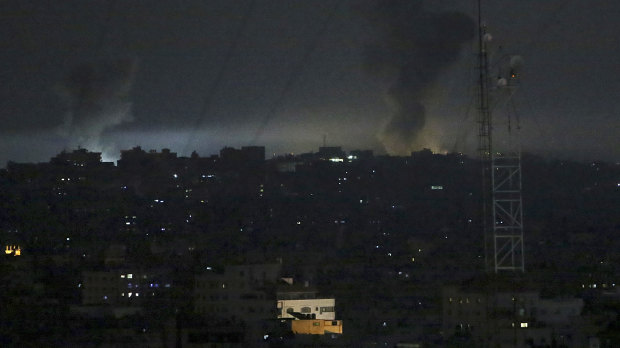 Smoke rises following an Israeli airstrike on Gaza City on Wednesday.