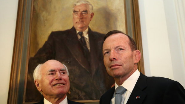 In Menzies' wake ... John Howard and Tony Abbott.