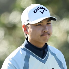 A disappointed Min Woo Lee during the second round at Augusta.