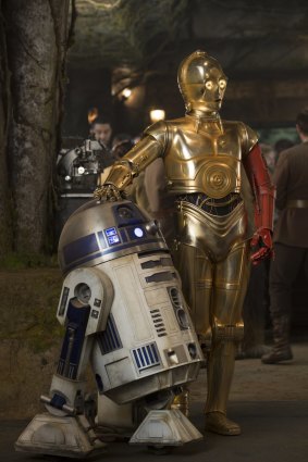 Long legacy: R2-D2 (left) and Anthony Daniels as C-3PO in Star Wars: The Force Awakens.