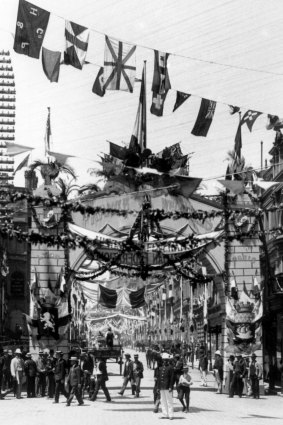 Federation celebrations in 1901 on Pitt Street, Sydney.