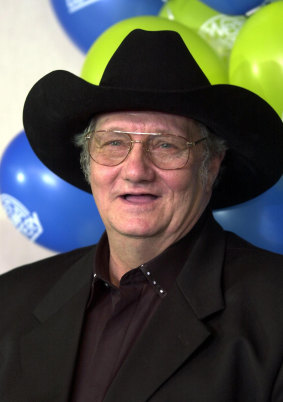 Powerball lottery winner Andrew "Jack" Whittaker talked with members of the media, 2002. 