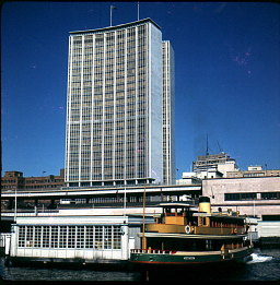 “Ferry Kameruka and new AMP building, August 18, 1962”