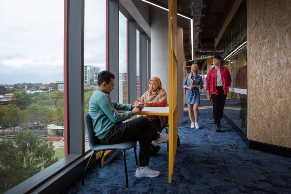 The university campus occupies the bottom half of the 18-storey building. 