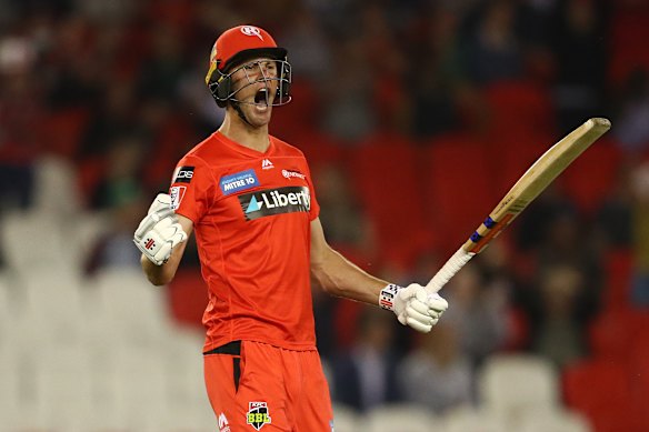 Beau Webster celebrates after the   Renegades' win.