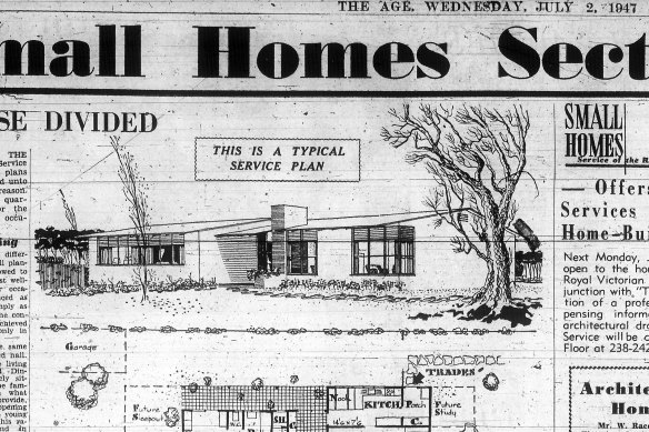 A Small Homes article featuring illustrations and design recommendations by Robin Boyd from “The Age” in 1947.