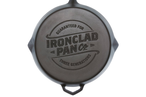 Cast-iron cookware made using recycled material.  