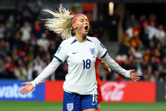 England’s Chloe Kelly celebrates scoring their fifth goal REUTERS/Hannah Mckay