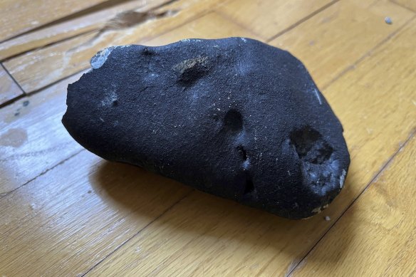 The meteorite punched a hole in the roof of the central New Jersey home, smashing into a hardwood floor and bouncing around a bedroom. 