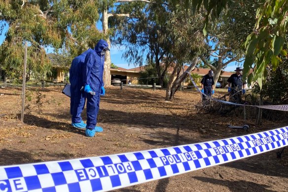 Forensic police at the scene of a fatal stabbing in Safety Bay on Tuesday night.