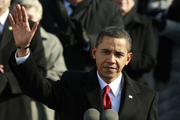 Barack Obama at his inaugural address in Washington on January 20, 2009.