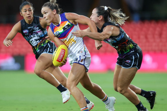 Emily Bates played a leading role in the Lions’ win over the Blues.
