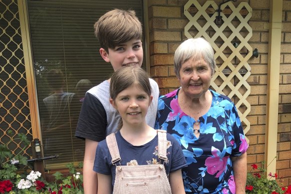 Ms Hays’ mother Judith Stanwix in December 2020, the last time she was able to see her grandchildren Alizah and Saxon (now 10 and 14). 