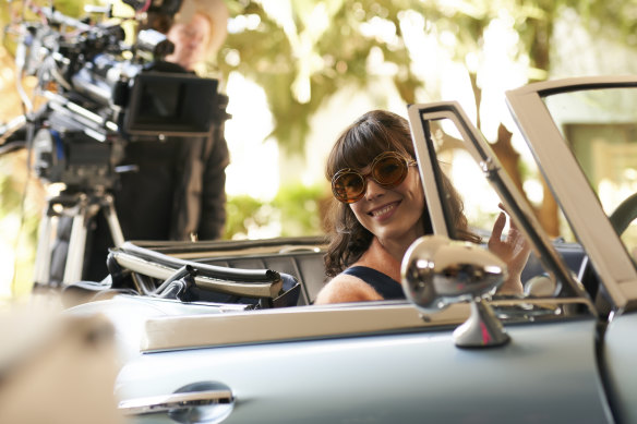 Geraldine Hakewill on set for the first season of Every Cloud Production's Ms Fisher's Modern Murder Mysteries. A second season will begin production soon.