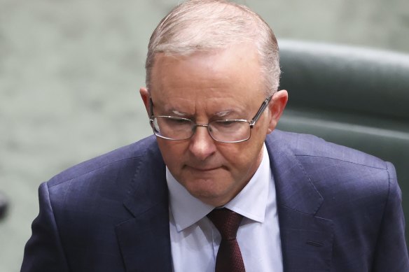 Opposition Leader Anthony Albanese at Parliament House yesterday. 