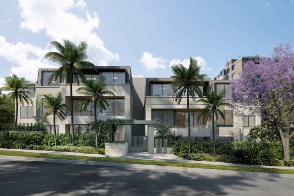 An artist’s impression of proposed residential apartments in Cremorne, which require the demolition of century-old homes.