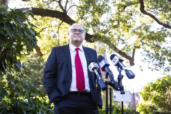 Adem Somyurek addresses the media at the Victorian parliament last week.