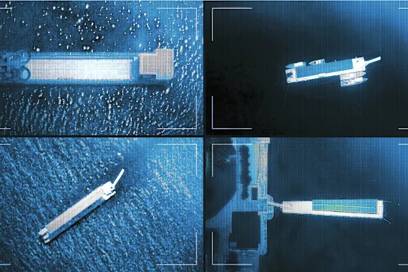 Foto satellitari sopra Wonsan, Corea del Nord, che mostrano la grande barca di lusso di proprietà di Kim Jong Un.