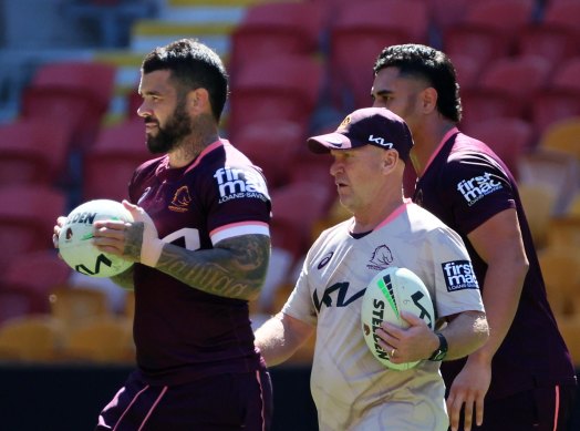 Little generals: Adam Reynolds and Allan Langer at training on Tuesday