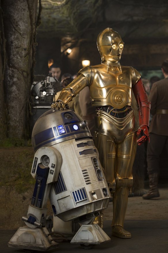 Long legacy: R2-D2 (left) and Anthony Daniels as C-3PO in Star Wars: The Force Awakens.