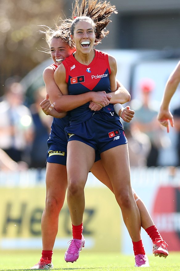 Melbourne’s Jorja Livingstone celebrates a goal.