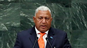 Fijian Prime Minister Frank Bainimarama addressing the United Nations in 2018.