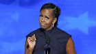 Former first lady Michelle Obama speaking during the Democratic National Convention Tuesday, Aug. 20, 2024, in Chicago. (AP Photo/J. Scott Applewhite)
