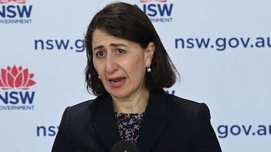 NSW Premier Gladys Berejiklian at Wednesday’s press conference. 