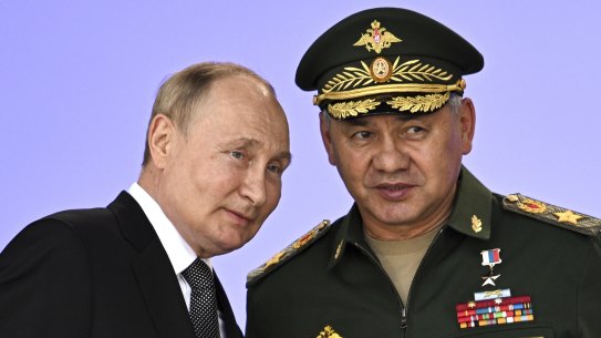 Russian Defence Minister Sergei Shoigu, pictured with President Vladimir Putin, has accused Ukraine of plotting a dirty bomb attack in Ukraine.