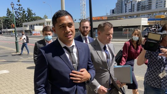 Former Brisbane Broncos player Anthony Milford leaves Brisbane Arrests Court.