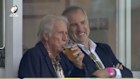 Jeff Thomson and Rob Rankin watch the cricket at Lords.