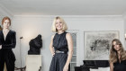 Kellie Hush, a trustee of the Museum for Applied Arts and Sciences, with models at the late Carla Zampatti’s Woollahra home. 